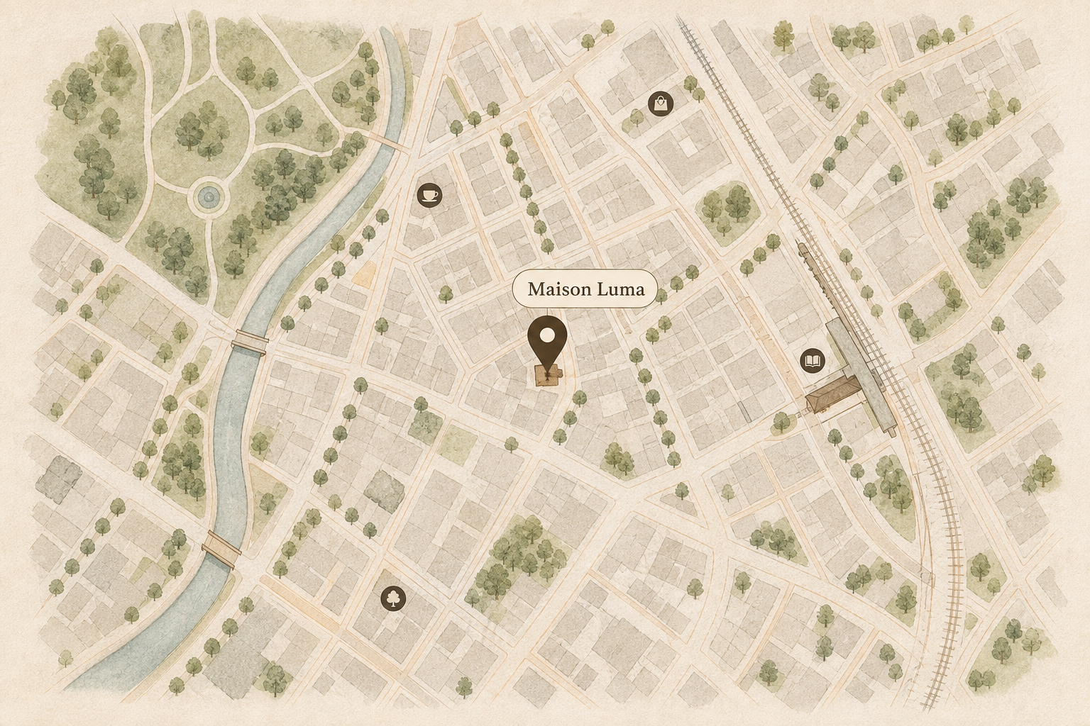 Maison Luma 周辺の架空マップ